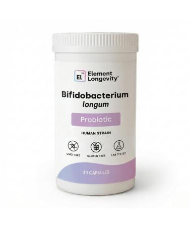 Element Longevity Human Strain Bifidobacterium Longum Probiotic | Supports Metabolic Balance Calms Sensitivity & Daily Resilience | Clinically Studied Synbiotic | 30ct (30 Day Supply)