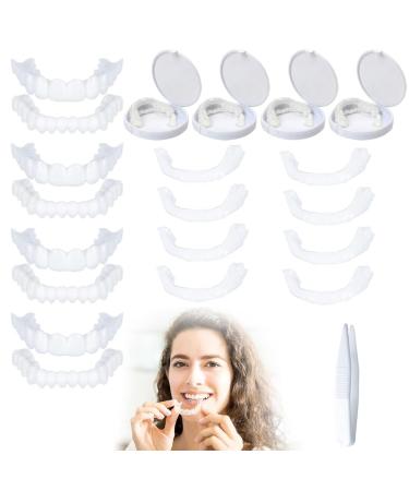 Frenzify 2 couples false teeth cosmetics dentures instant perfect smile teeth veneers upper and lower coverage of missing bad teeth for men and women