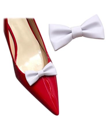 Tsangbaby 2 pieces leather loop shoe clips multi -colored shoe decoration removable women shoe buckle for women high heel diy accessories white mini