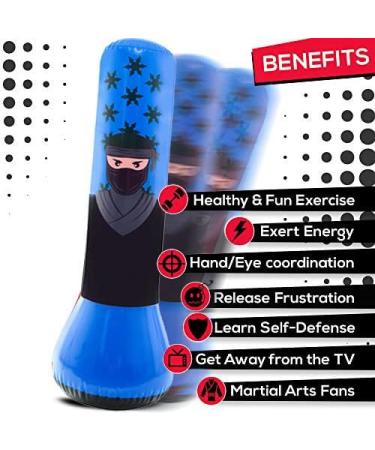 Whoobli Kids Punching Bag Set Ninja Blue | Adjustable Boxing Bag for 3-10 Years Old | Includes Boxing Gloves | Toy for Boys & Girls (Red White) - Buy Online on GoSupps.com