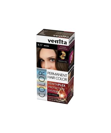 Venita VENITA PLEX Brown/Brown 4.17 HIGH QUALITY INTENSE PERMANENT HAIR DYE WITH KERATIN AND NATURAL OILS WITH HAIR PROTECTION SYSTEM 3 PLY 125ml