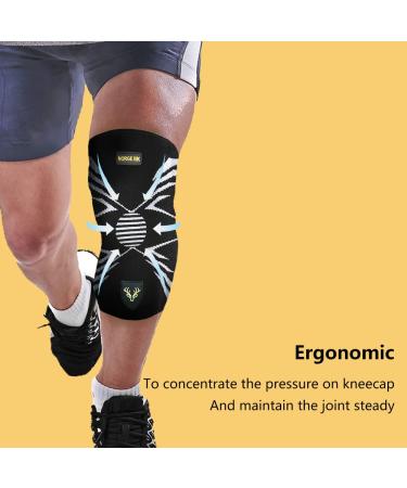 Knee Brace for Pain Relief | Lightweight Non-Slip Compression Sleeve | Extended Length Support for Running Basketball & Sports - Large Black Grey - Buy Online on GoSupps.com