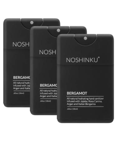 Noshinku Bergamot Refillable Pocket Hand Sanitizer 3-Pack | Organic Sanitizing Mist with Moisturizing Botanical Oils | Kills 99.9% of Germs | FDA Registered Sugarcane Derived Alcohol | Travel Size Bergamot Refillable (3-Pack)