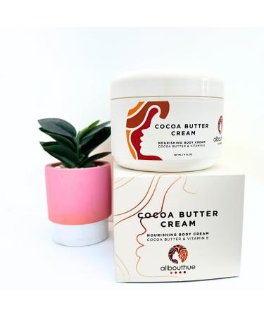 AllBoutHue Cocoa Butter & Vitamin E Healing Body Cream - Renewing Moisturizing & Smoothing Body Butter Non-Greasy Lotion for Dry & Sensitive Skin 8 Ounces