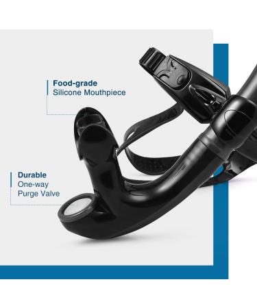 ZIONOR A-T1 Swim Snorkel - Black | Comfortable Mouthpiece, One-Way Purge Valve for Lap Swimming and Diving - Buy Online on GoSupps.com