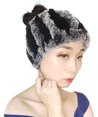 Yu He Rabbit Fur Headband - Winter Knit Neck Warmer for Women - Black Frost Fur Scarf Muffler - Buy Online on GoSupps.com