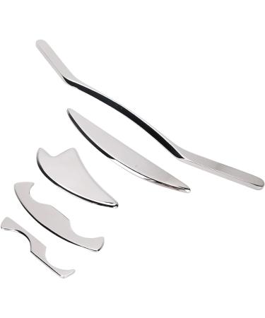 Verdant Touch Stainless Steel Gua Sha Massage Tool Set - 5 Pieces for Muscle Pain Relief & Body Wellness - Buy Online on GoSupps.com