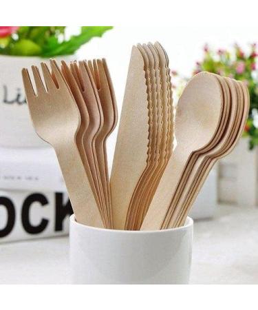100Pcs Eco-Friendly Wooden Forks - Biodegradable & Compostable Disposable Wooden Forks for Eating - Sustainable Alternative to Plastic Utensils - Buy Online on GoSupps.com