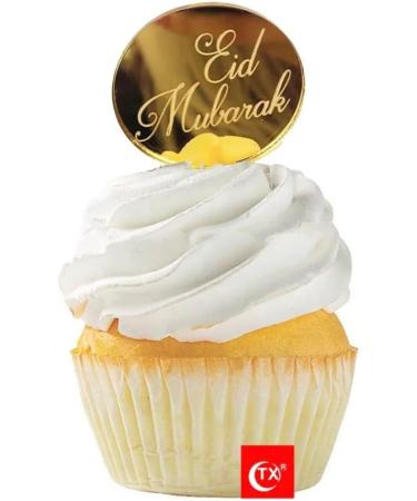8 Eid Mubarak Cupcake Disc Toppers Gold Eid Cake Toppers Eid Gift Tags Eid Gift Charms Eid Cake Decorations. - Buy Online on GoSupps.com
