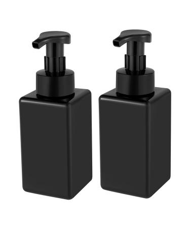 UUJOLY Foaming Soap Dispenser 15oz Refillable Pump Bottle Plastic for Liquid Soap Shampoo Body Wash 2 Pcs Black Black 2 Pack/15oz
