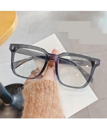 Zhuyiqz oversized quadratic reading glasses Anti-blue light computer reader-reader glasses Anti-eyes load flat light lights women men (color: gray size: +200) +200 gray