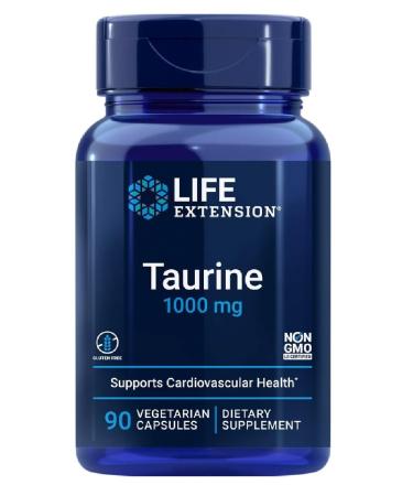 Life Extension Taurine 1000mg 90 Vegetarian Capsules - Cardiovascular Support and Wellness