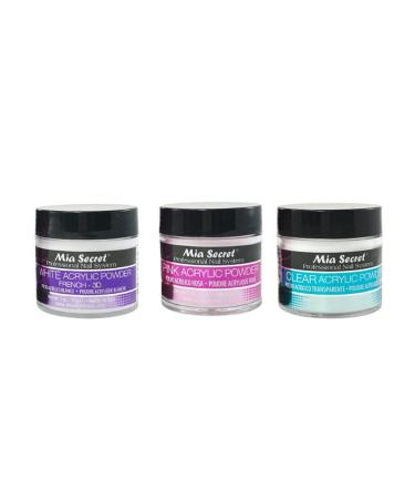 Mia Secret 3-Piece Acrylic Powder Set - White, Pink, Clear | Professional Acrylic Nail System by Mia Secret - Buy Online on GoSupps.com