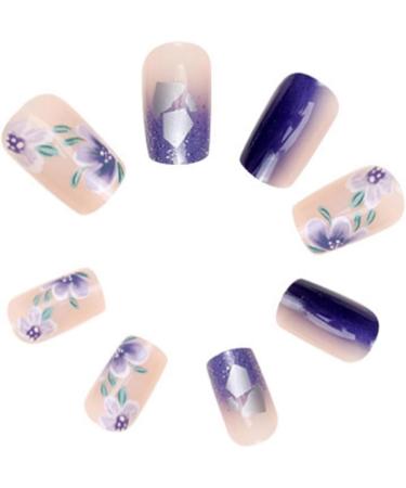 Torribala Ice Blue Gradient Camellia Wearable Nails for Finished Art Finished Nails Fine Workmanship - Buy Online on GoSupps.com
