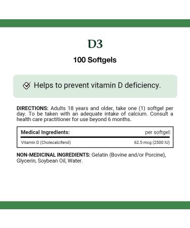 Nature's Bounty Vitamin D3 2500 IU Helps to prevent Vitamin D deficiency 100 Softgels - Buy Online on GoSupps.com