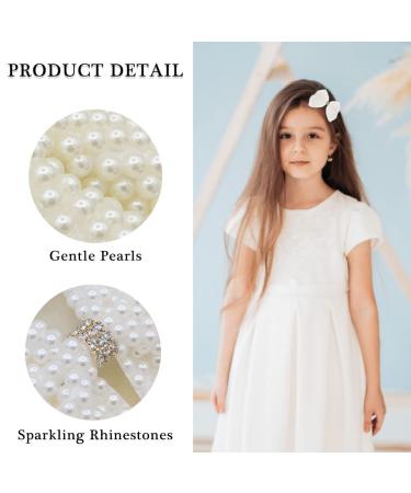 White 2PCS Pearls Hair Bow Clips - Cute Alligator Beads Hairgrip for Girls, Kids, Teens - Buy Online on GoSupps.com