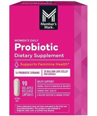 Generic Member's Women's Daily Probiotic Capsules 25 Billion Cells Vegetarian Probiotics for Digestive Health (90 ct.) with Taha Sticker