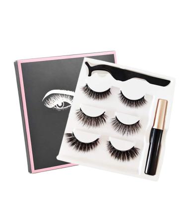 Magnetic Eyelin Magnetic Eyelashes Kit waterproof long -lived Magnetic Eyeliner with 5 magnetic eyelashes 3 pairs of magnetic eyelashes with magnetic eyeliner and tweezers to look natural