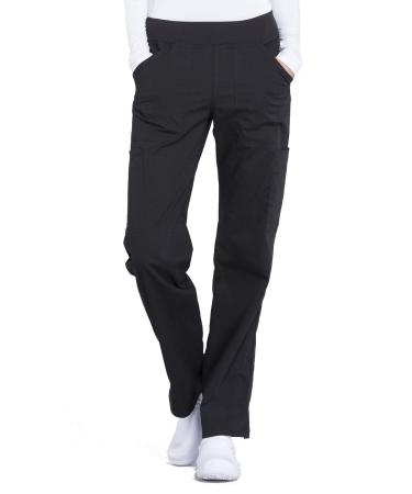 Workwear Professionals Scrubs for Women Pull-On Cargo Pant Soft Stretch WW170 Medium Black