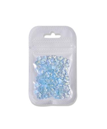 Worparsen Nail Faux Diamond Resin Mother of Pearl Heart Shaped Manicure Decor DIY Paste Easy Sky Blue