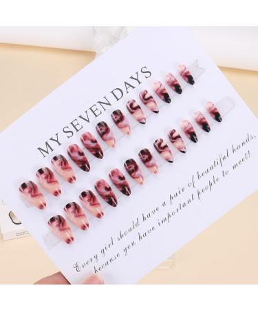 24Pcs/Set Press On Nails European and American Style Mid Length Nail Art False Nails Acrylic Fake Nails Full Cover Nails Tips Artificial Finger Manicure Press on nails for Women and Girls - Buy Online on GoSupps.com