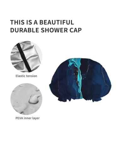 Moslion Mable Texture Shower Cap - Abstract Art Design with Golden Lines - Reusable Double Layer Hair Cover for Women - Soft and Stylish Shower Hat - All Hair Lengths - Fashionable Shower Hair Cap - Buy Online on GoSupps.com