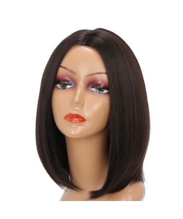 SHIYID Short Straight Pink Heat Resistant Straight Wig For Women Black Color Synthetic Hair