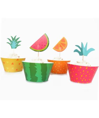 HOMSFOU 48 Pcs Hawaiian Themed Party Decorations Hawaii Themed Party Decorations Fruit Cupcake Toppers Cake Decoration for Kids Birthday Cake Decorations Kids Decor Hawaii Cupcake Toppper - Buy Online on GoSupps.com