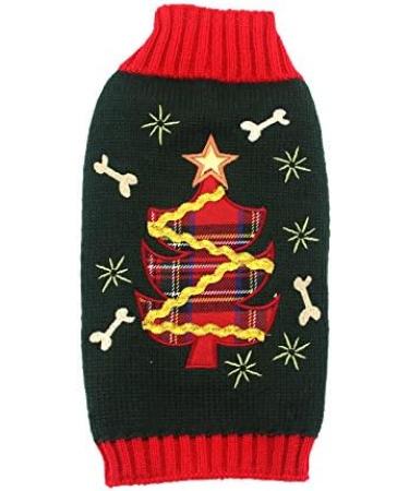 Christmas Dog Sweater | Warm Pet Turtleneck Knitwear | Perfect Gift for Puppies & Dogs | XL Golden Christmas Tree Pattern - Buy Online on GoSupps.com