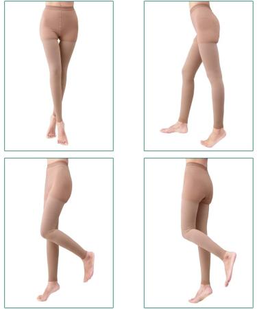 Buy Medical Compression Tights for Varicose Veins & Edema - Gradient Pressure 20-30 mmHg Opaque Footless Stockings in Beige - Large Size - Buy Online on GoSupps.com