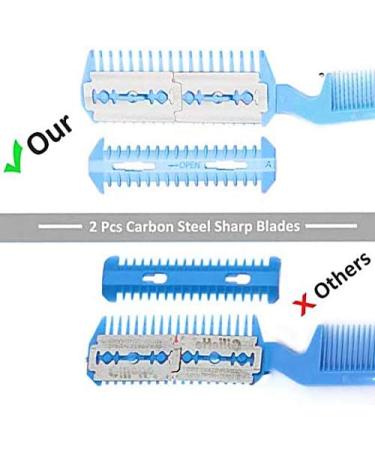 6 Pieces Hair Cutter Comb with Blades Pet Razor Comb Double Sides Removal Comb Dual Side Cutting Scissors for DIY Shorten Shape Thin Hair Gently Grooming Cutting Dogs Hair (Pink White Blue) - Buy Online on GoSupps.com