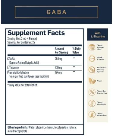 Quicksilver Scientific Liposomal GABA with L-Theanine Liquid Supplement - Sleep, Focus, Stress Support - 1.7oz/50ml - Buy Online on GoSupps.com