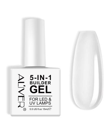 5 in 1 Nail Builder Gel Clear Strengthening Gel 15ml for Hard Strong Nails Tips & Extensions and Nail Art Decoration Hard Gel Builder Extension Professional Manicure Repair