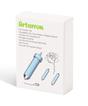 Foil Transfer Tool Kit for Cricut Machines - Artarron 3-in-1 with Housing Replacement - Fine, Medium, Bold Blades - Light Blue - Buy Online on GoSupps.com