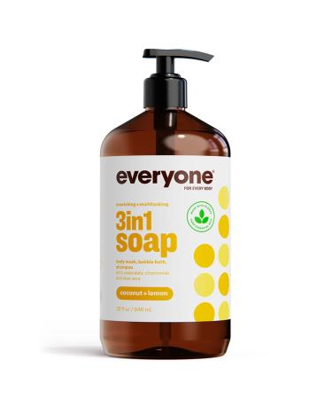 Everyone for Every Body 3-in-1 Soap - Body Wash  Shampoo  and Bubble Bath - Coconut + Lemon  32 Ounces