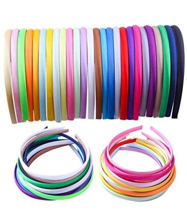 Candygirl HeadBands for Girls DIY Satin Covered Girls Headbands 1cm Width Craft Headbands for Daily and Party(26pcs Per Pack Each Color 1pcs) Assorted 26 colors