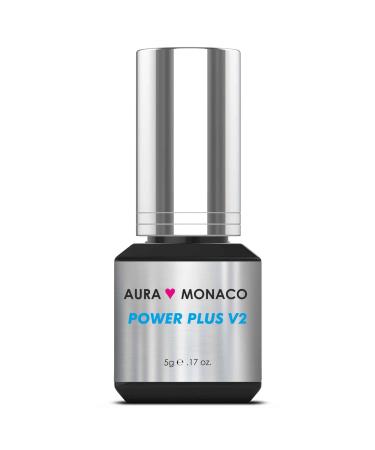 Aura monaco eyelash glue power plus 5g 5ml for artificial eyelashes allergy -friendly sensitive lash glue for false lashes lashes lashes lash extensions quick devrying ultra strong LONG LONGLACK ADHESIVE