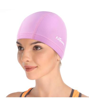 Lycra bathing cap firesara lycra swimming cap anti-tears coated comfortably no evidence for men woman long short hair adult boys girl pink
