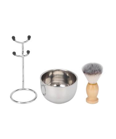 3-in-1 Men's Shaving Set - Razi Brush Synthetic Hair Stainless Steel Bowl & Holder - Perfect Gift for Home Salon - Buy Online on GoSupps.com