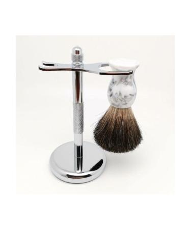 BGGIWY Silver Razor brush black roof hair shaving brush set perfect razor-cream safety double-edge razor tools Simply 2.9x6inchs Silver