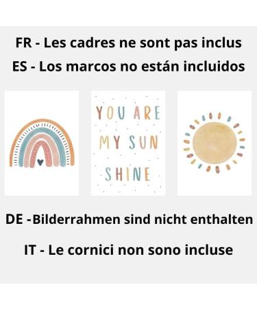 You are My Sunshine Set of 3 - Rainbow Wall Art for Kids' Rooms | Boho-Style Decor & Lyrics Posters (A4) - Buy Online on GoSupps.com