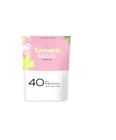 Jupiters Bloom Turmeric Kojic Acid Pads for Face & A Body with Panthenol Vitamin B5 - Fades Dark spots Exfoliates Skin and Fades Discoloration - Cleansing Pads 4 Fl Oz(Pack of 40) 40 Count (Pack of 1)