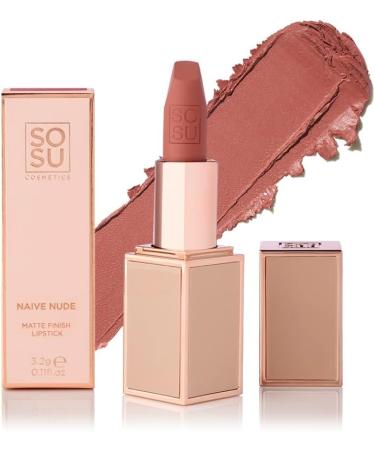 SOSU Cosmetics SOSU Cosmtics Mattics of lipstive Nive Nude longhanded heavily pigmented lipstick in elegant nude tint with sizes hydrating jojoba oil and hyluron acid - Buy Online on GoSupps.com