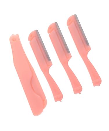 5 Sets Foldable Eyebrow Razor Foldable Razor Trimmer Facial Hair Grooming Supplies Trimming Kit Makeup Tools Shaper Tool Clipper Brow Shaver Kit Miss Beauty Tools Fine Pink