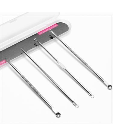 Blackhead remover double head Pimple Extractor Kit Acne Needle Nose Facial Cleaning Tool Stainless Steel beauty kit 4pcs silver - Buy Online on GoSupps.com