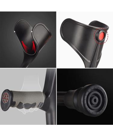 Adult Crutches Forearm Crutches Aluminum Walking Cane Height Adjustable Applicable Height: 140-180Cm/Black/1 Piece Lucky Star Black 1 Pair - Buy Online on GoSupps.com