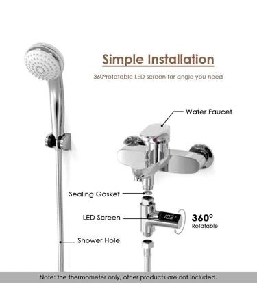 YOHAPPY Digital Shower Thermometer - LED Display - 360 Degree Rotatable - Anti-Leaking - Baby Shower Temperature Monitor - Buy Online on GoSupps.com