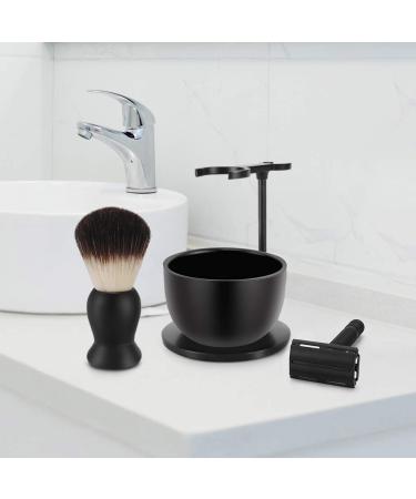 Mysterious Black Men's Wet Shaving Kit - Deluxe Grooming Set with Heavyweight Brush, Razor Stand, and Stainless Steel Soap Bowl - Buy Online on GoSupps.com