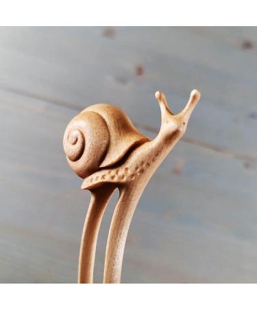 Vintage Snail Hair Fork - Handmade Wooden Hair Accessories for Thin Hair | Carved Hair Needle & Stick - Buy Online on GoSupps.com