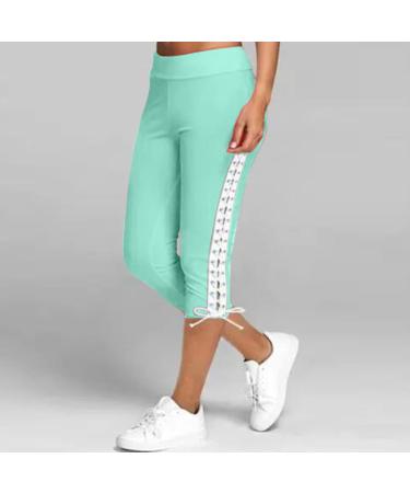 Haiorziyou Ladies Capri Pants - 3/4 Length Baggy Elastic Jogging Trousers Elegant Yoga & Aladin Style Casual Sweatpants in Green - Sizes up to 5XL - Buy Online on GoSupps.com